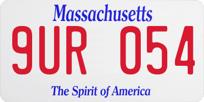 MA license plate 9UR054