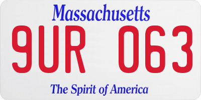 MA license plate 9UR063