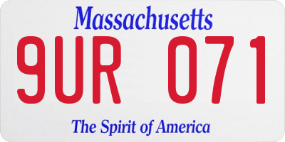 MA license plate 9UR071