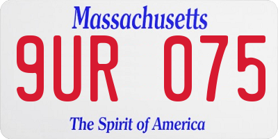 MA license plate 9UR075
