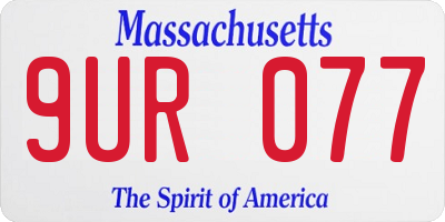 MA license plate 9UR077