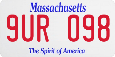 MA license plate 9UR098