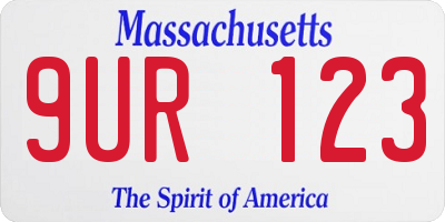 MA license plate 9UR123