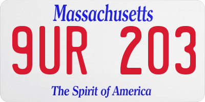 MA license plate 9UR203