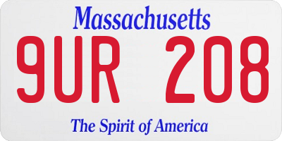 MA license plate 9UR208
