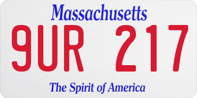 MA license plate 9UR217