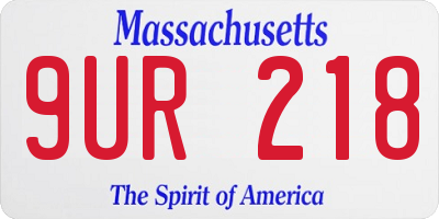 MA license plate 9UR218