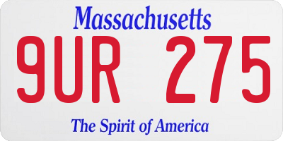 MA license plate 9UR275