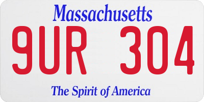 MA license plate 9UR304