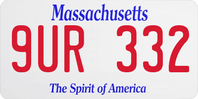 MA license plate 9UR332