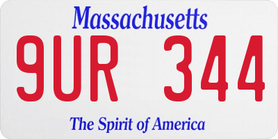 MA license plate 9UR344