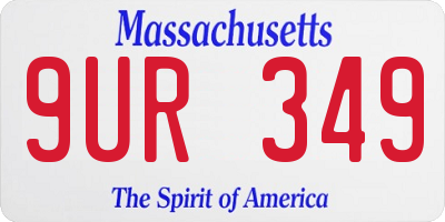 MA license plate 9UR349