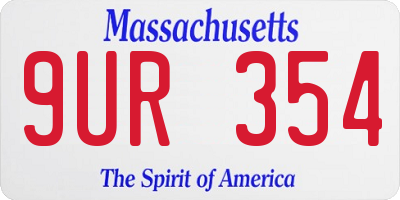 MA license plate 9UR354