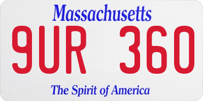 MA license plate 9UR360