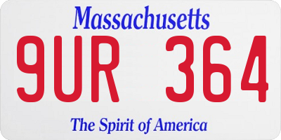 MA license plate 9UR364