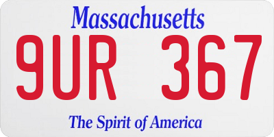 MA license plate 9UR367