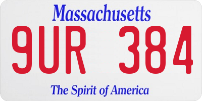 MA license plate 9UR384