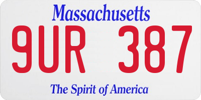 MA license plate 9UR387