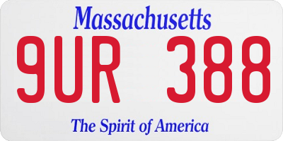 MA license plate 9UR388