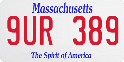 MA license plate 9UR389