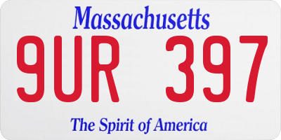 MA license plate 9UR397
