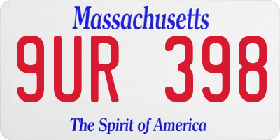 MA license plate 9UR398