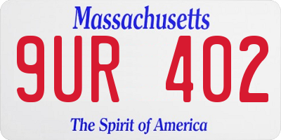 MA license plate 9UR402