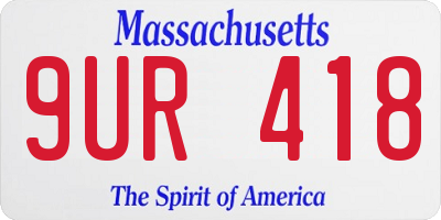 MA license plate 9UR418