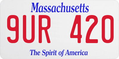 MA license plate 9UR420
