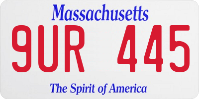 MA license plate 9UR445