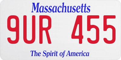 MA license plate 9UR455