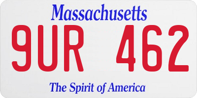 MA license plate 9UR462