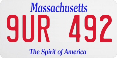 MA license plate 9UR492