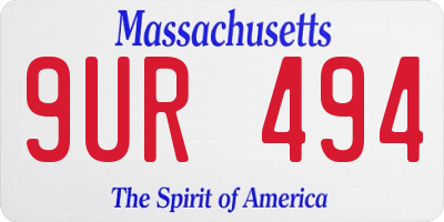 MA license plate 9UR494