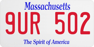 MA license plate 9UR502