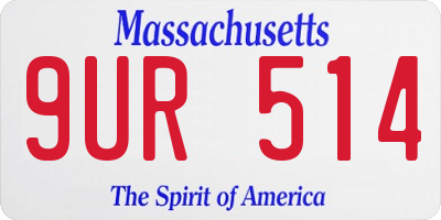 MA license plate 9UR514