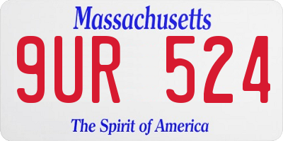 MA license plate 9UR524