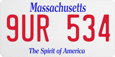 MA license plate 9UR534