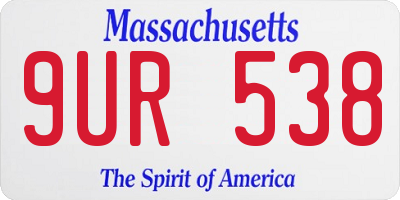 MA license plate 9UR538