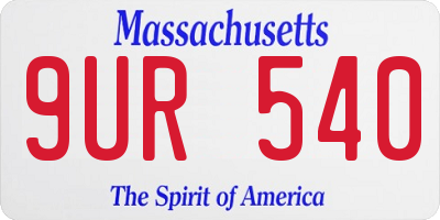 MA license plate 9UR540