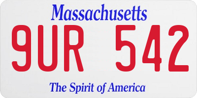 MA license plate 9UR542