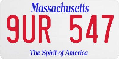 MA license plate 9UR547
