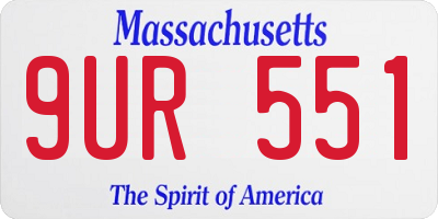 MA license plate 9UR551