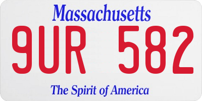 MA license plate 9UR582