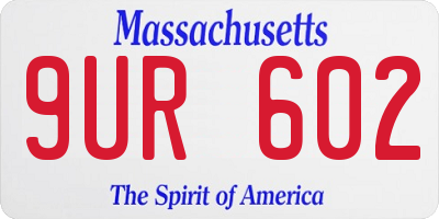 MA license plate 9UR602
