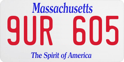 MA license plate 9UR605
