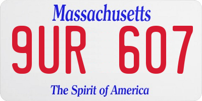 MA license plate 9UR607