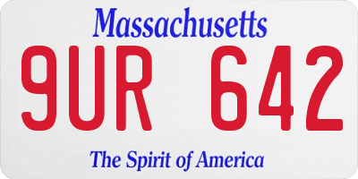 MA license plate 9UR642