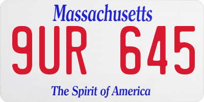 MA license plate 9UR645