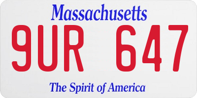 MA license plate 9UR647